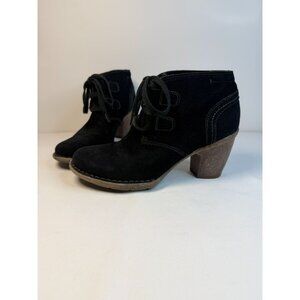 Clarks Carleta Lyon Ankle Boots Women Size 6M Black Suede Chunky Heel  Shoes